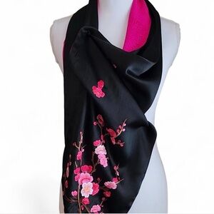 Handmade Suzhou Embroidery Silk Cherry Blossom Scarf